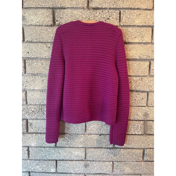 Talbots Womens XS Fuchsia Crochet Knit Cardigan With Gold Button Closure & Front - Picture 7 of 10